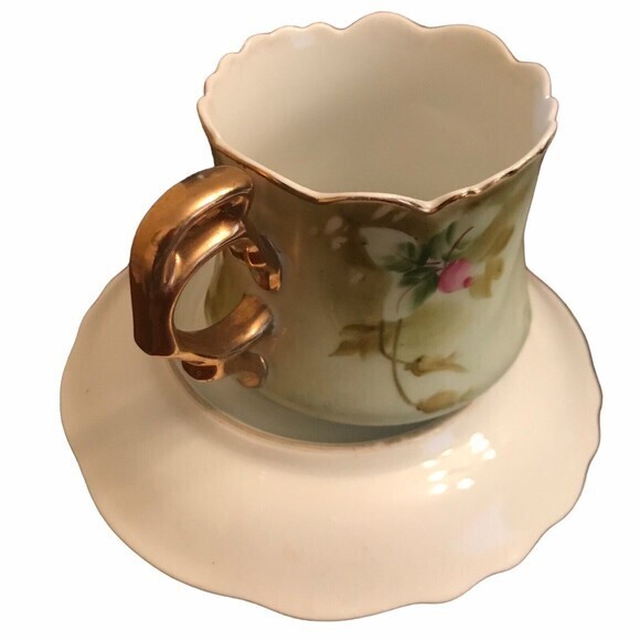 Lefton Hand Painted Cup & Saucer, Pink Roses, Gold Trim‎ & Gold Handle - Picture 6 of 9